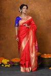 Limited Edition ~ VMI Exclusive! Diwali Special Handloom Pure Silk Mahalakshmi Paithani Saree With Most Traditional Temple Border - verymuchindian.com