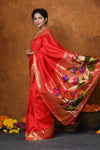 Limited Edition ~ VMI Exclusive! Diwali Special Handloom Pure Silk Mahalakshmi Paithani Saree With Most Traditional Temple Border - verymuchindian.com