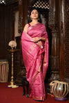 Mahalakshmi ~ Designed by VMI Silk Linen Saree with All Over Checks ~ Blush Pink - verymuchindian.com