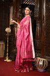Mahalakshmi ~ Designed by VMI Silk Linen Saree with All Over Checks ~ Blush Pink - verymuchindian.com