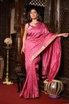 Mahalakshmi ~ Designed by VMI Silk Linen Saree with All Over Checks ~ Blush Pink - verymuchindian.com