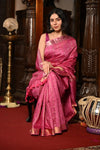 Mahalakshmi ~ Designed by VMI Silk Linen Saree with All Over Checks ~ Blush Pink - verymuchindian.com