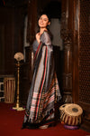 Mahalakshmi ~ Designer Cotton Saree in Grey with Black Border - verymuchindian.com