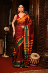 Mahalakshmi ~ Designer Cotton Saree in Maroon with Ganga Jamuna - verymuchindian.com