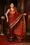 Mahalakshmi ~ Designer Cotton Saree in Maroon with Ganga Jamuna - verymuchindian.com