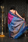 Mahalakshmi ~ Gadwal Pure Silk Handloom Saree in Dual Tone Purple Pink with Beautiful Meena Work Border(Silk Mark) - verymuchindian.com