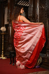 Mahalakshmi~ Handloom Banarasi Katan Silk Saree with Floral work in Red - verymuchindian.com