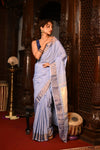 Mahalakshmi ~ Handloom Pure Cotton Paithani in Lavender with Lotus Pallu - verymuchindian.com