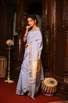Mahalakshmi ~ Handloom Pure Cotton Paithani in Lavender with Lotus Pallu - verymuchindian.com