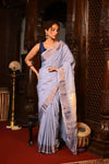 Mahalakshmi ~ Handloom Pure Cotton Paithani in Lavender with Lotus Pallu - verymuchindian.com