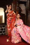 Mahalakshmi ~ Handloom Pure Silk All Over Paithani with Floral Peacock Work in Powder Pink (Shipping IN 70 Days) - verymuchindian.com