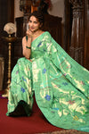 Mahalakshmi ~ Handloom Pure Silk All Over Paithani with Floral Work in Pista Green (Shipping IN 70 Days) - verymuchindian.com