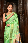 Mahalakshmi ~ Handloom Pure Silk Mahrani Paithani Saree with Maharani Paithani in Perfect Green - verymuchindian.com