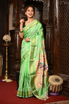 Mahalakshmi ~ Handloom Pure Silk Mahrani Paithani Saree with Maharani Paithani in Perfect Green - verymuchindian.com