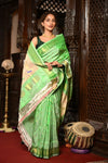 Mahalakshmi ~ Handloom Pure Silk Mahrani Paithani Saree with Maharani Paithani in Perfect Green - verymuchindian.com