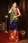 Mahalakshmi ~Handloom Pure Silk Paithani Lehnga With Zari Work in Purple - verymuchindian.com