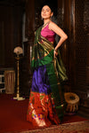Mahalakshmi ~Handloom Pure Silk Paithani Lehnga With Zari Work in Purple - verymuchindian.com