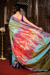 Mahalakshmi ~ Handloom Pure Silk Paithani Saree With Most Traditional Double Pallu in Powder Blue - verymuchindian.com