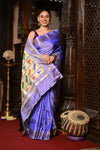 Mahalakshmi ~ Handloom Pure Silk Paithani with Lotus Peacock Pallu in Lilac - verymuchindian.com