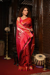 Mahalakshmi ~ Handloom Pure Silk Paithani with Parrot Pallu in Maroon - verymuchindian.com