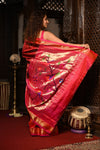 Mahalakshmi ~ Handloom Pure Silk Paithani with Parrot Pallu in Maroon - verymuchindian.com