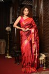 Mahalakshmi ~ Handloom Pure Silk Paithani with Parrot Pallu in Maroon - verymuchindian.com
