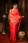 Mahalakshmi ~ Handloom Pure Silk Paithani with Peacock Pallu in Peach Pink - verymuchindian.com