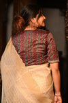 Mahalakshmi Premium ~ Viscose Tissue Saree with Cut Work Border in Beige - verymuchindian.com