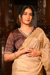 Mahalakshmi Premium ~ Viscose Tissue Saree with Cut Work Border in Beige - verymuchindian.com
