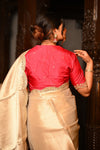 Mahalakshmi Premium ~ Viscose Tissue Saree with Hand-Embroidered Gota Patti in Diamond Beige - verymuchindian.com