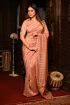 Mahalakshmi Premium ~ Viscose Tissue Saree with Hand-Embroidered Kantha Work in Orange - verymuchindian.com
