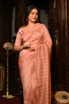 Mahalakshmi Premium ~ Viscose Tissue Saree with Hand-Embroidered Kantha Work in Orange - verymuchindian.com