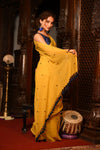 Mahalakshmi ~ Pure Mul Cotton Handloom Saree with Sequin ~ Yellow - verymuchindian.com