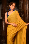Mahalakshmi ~ Pure Mul Cotton Handloom Saree with Sequin ~ Yellow - verymuchindian.com