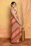 Mastaani ~ Designer Modal Silk Saree With With Beautiful Floral Print - Light Orange - verymuchindian.com