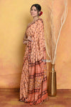 Mastaani ~ Designer Modal Silk Saree With With Beautiful Floral Print - Light Orange - verymuchindian.com