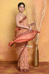 Mastaani ~ Designer Modal Silk Saree With With Beautiful Floral Print - Light Orange - verymuchindian.com