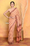 Mastaani ~ Designer Modal Silk Saree With With Beautiful Floral Print - Light Orange - verymuchindian.com