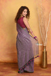 Mastaani ~ Designer Mul Cotton Handloom Saree with Sequins - Dual Tone Lavender - verymuchindian.com