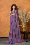 Mastaani ~ Designer Mul Cotton Handloom Saree with Sequins - Dual Tone Lavender - verymuchindian.com