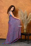 Mastaani ~ Designer Mul Cotton Handloom Saree with Sequins - Dual Tone Lavender - verymuchindian.com