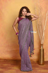 Mastaani ~ Designer Mul Cotton Handloom Saree with Sequins - Dual Tone Lavender - verymuchindian.com