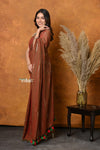 Mastaani ~ Designer Mul Cotton Handloom Saree with Sequins - Dual Tone Red Green - verymuchindian.com