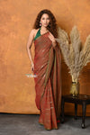 Mastaani ~ Designer Mul Cotton Handloom Saree with Sequins - Dual Tone Red Green - verymuchindian.com
