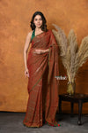Mastaani ~ Designer Mul Cotton Handloom Saree with Sequins - Dual Tone Red Green - verymuchindian.com