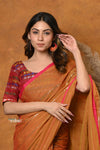 Mastaani ~ Designer Mul Cotton Handloom Saree with Sequins - Orange - verymuchindian.com
