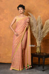 Mastaani ~ Designer Mul Cotton Handloom Saree with Sequins - Peach - verymuchindian.com
