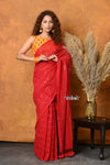 Mastaani ~ Designer Mul Cotton Handloom Saree with Sequins - Red - verymuchindian.com