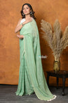 Mastaani ~ Designer Mul Cotton Handloom Saree with Sequins - Sea Green - verymuchindian.com