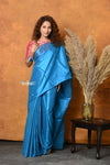 Mastaani ~ Fusion Cotton Tissue Shimmer Saree - Light Blue - verymuchindian.com